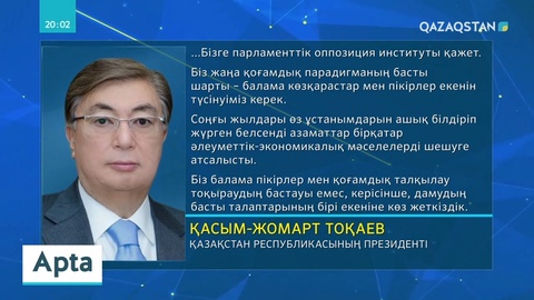 Президент парламенттік оппозиция институтын құруды ұсынды