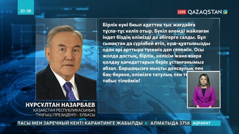 Елбасы барша қазақстандықтарды Бірлік күнімен құттықтады