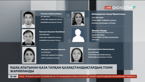 Ұшақ апатынан қаза тапқан қазақстандықтардың тізімі жарияланды