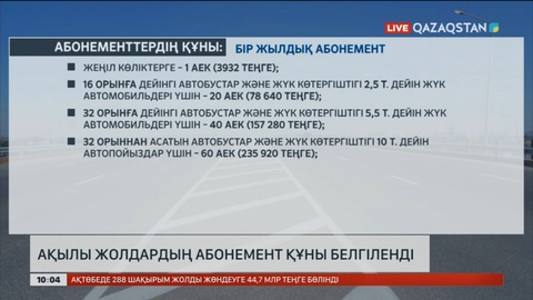 Енді ақылы жолдармен жүретіндерге абонемент рәсімдеуге болады