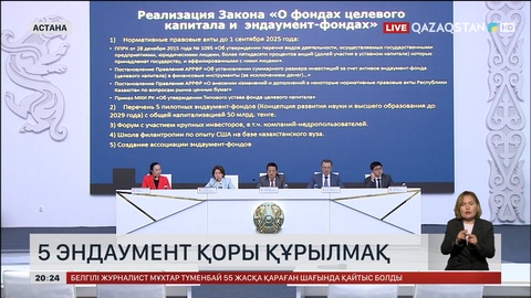 Елімізде 2029 жылға дейін 5 пилоттық эндаумент қоры құрылмақ