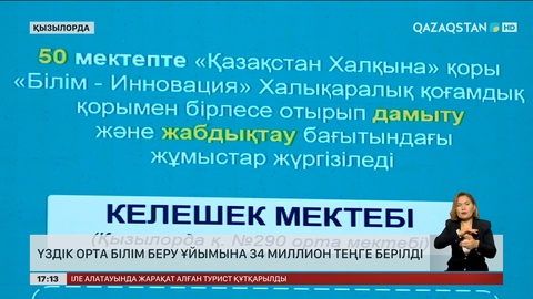 Қызылорда облысында үздік орта білім беру ұйымына 34 миллион теңге берілді