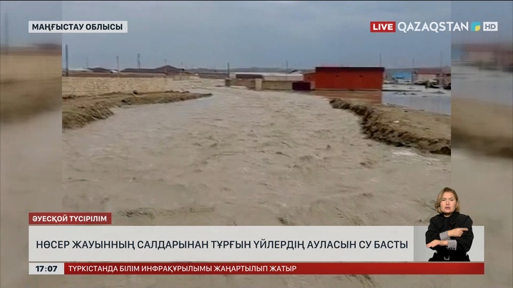Маңғыстауда нөсер жауынның салдарынан тұрғын үйлердің ауласын су басты