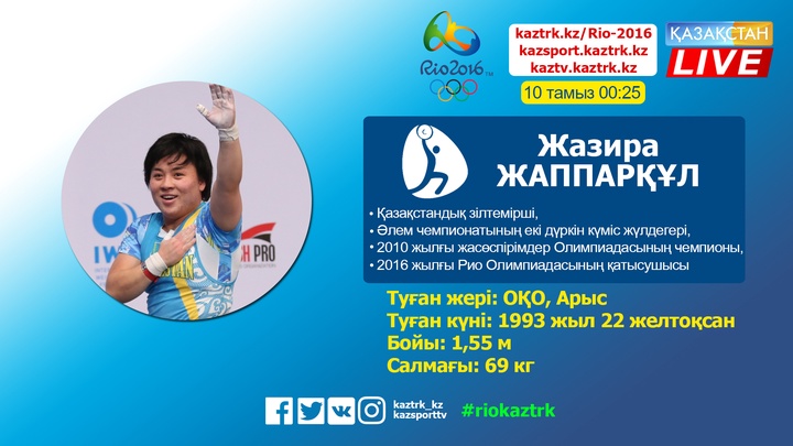 Жазира Жаппарқұл ауыр атлетикамен 2001 жылдан бастап шұғылдана бастаған